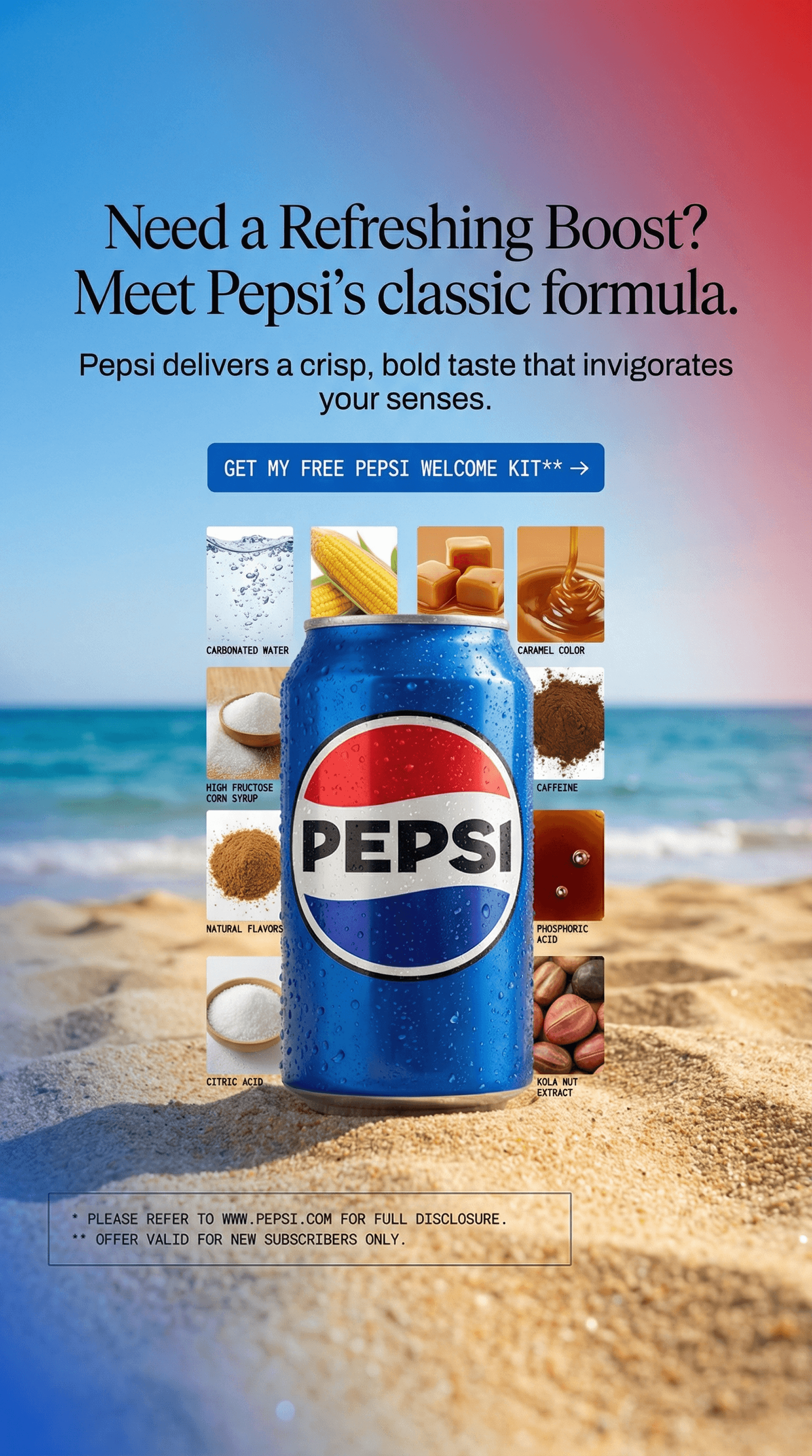 Pepsi Soda portrait ad created with AdDog