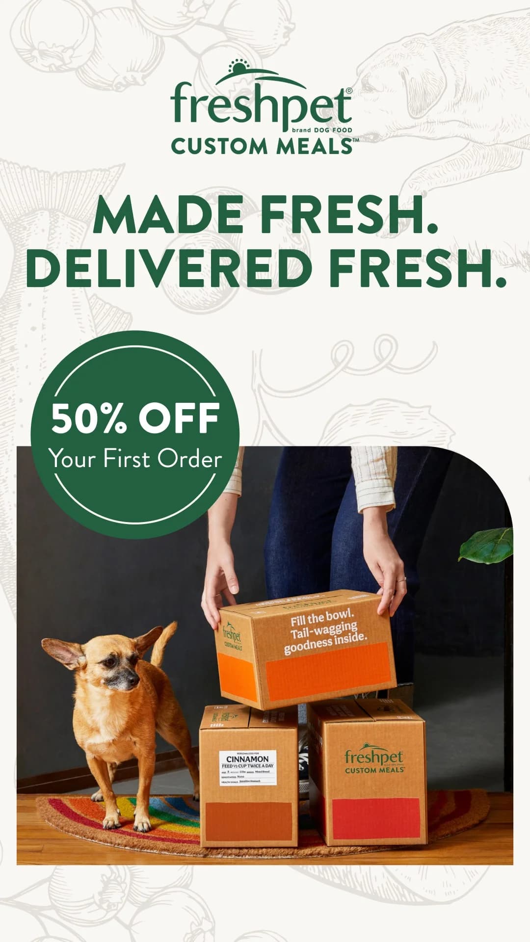 Freshpet Custom Meals — Lifestyle Delivery Shot