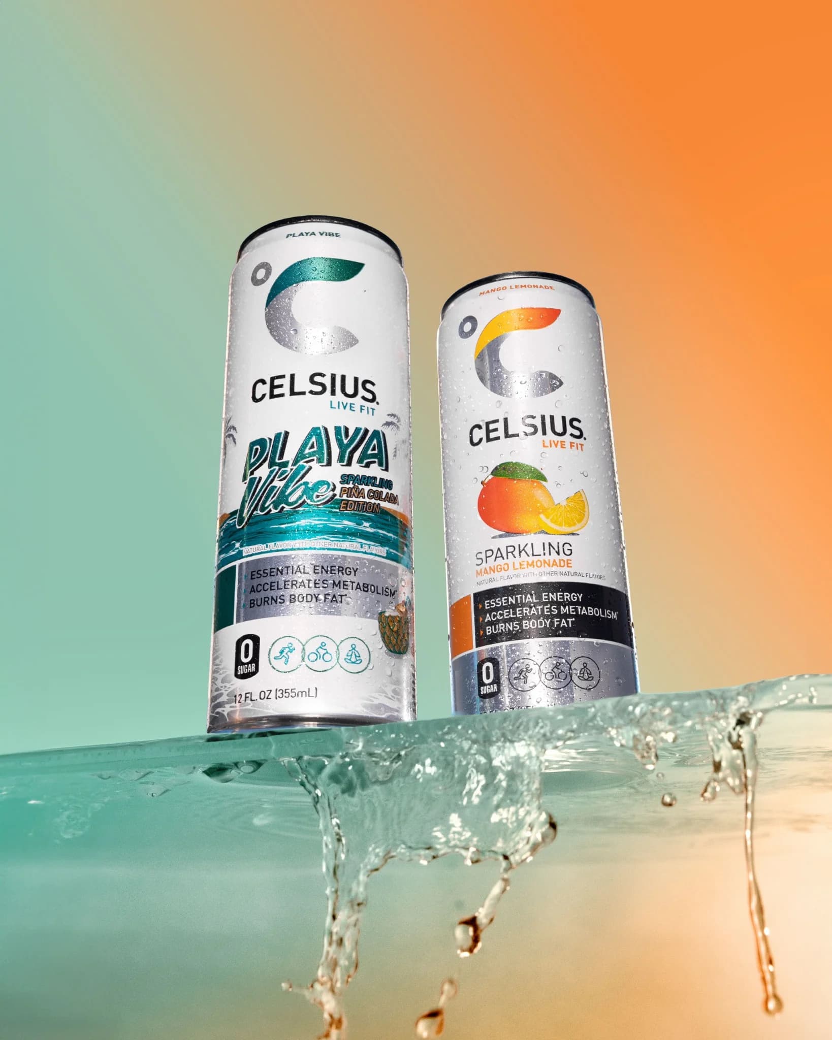 Celsius Live Fit — Dynamic Splash Product Shot