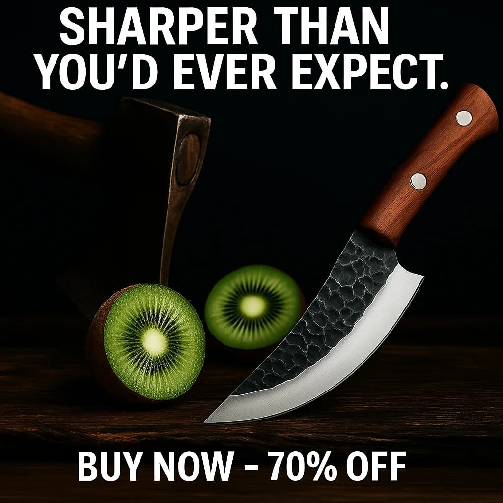 Rustic Chef Knife — Dark Hero Shot