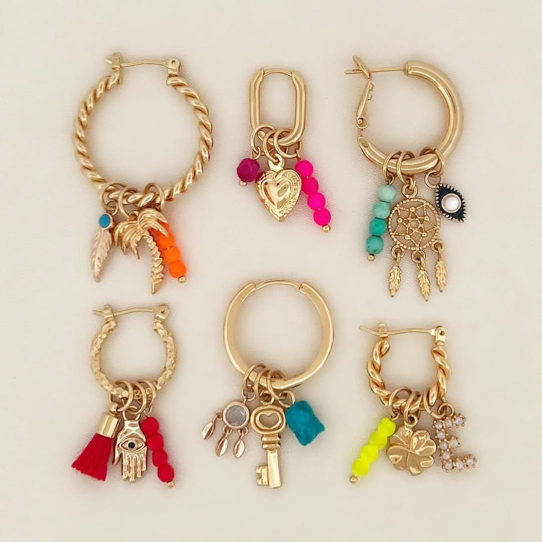 Gold Charm Earrings — Flat Lay Collection
