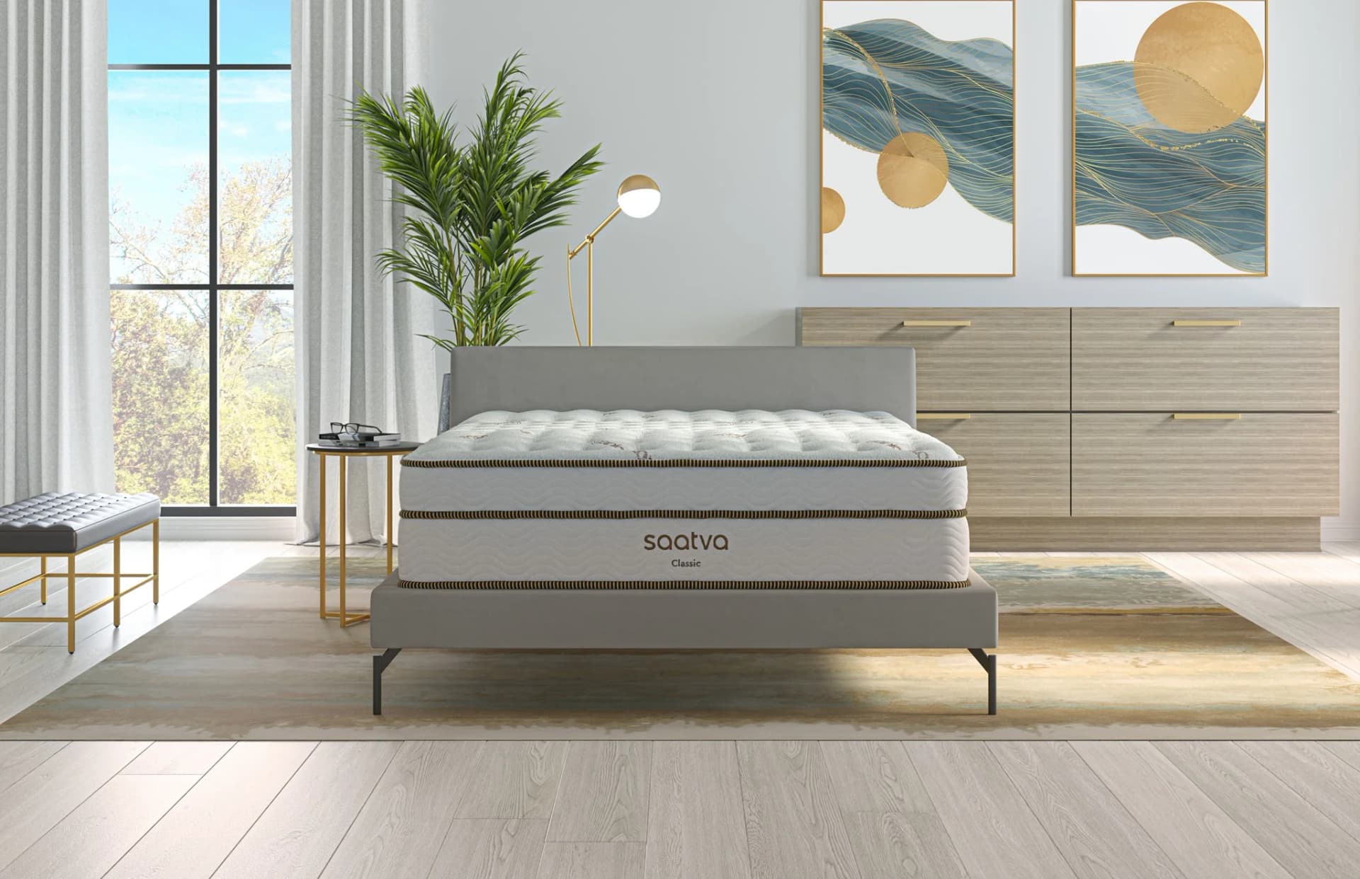 Saatva Classic — Elegant Bedroom Lifestyle Shot