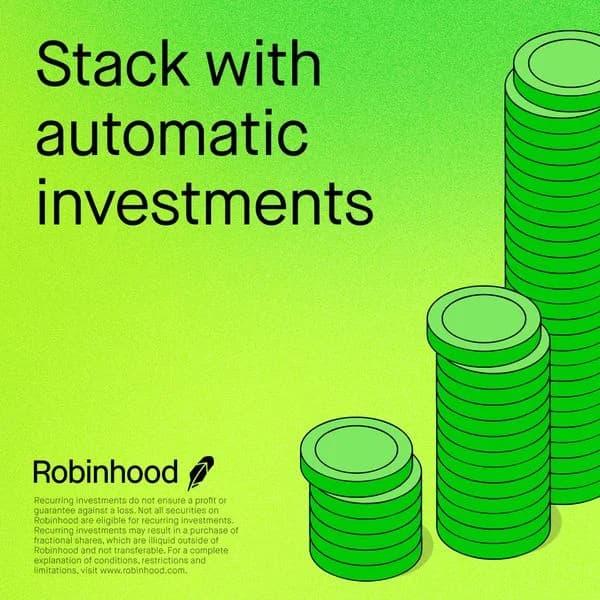 Robinhood Automatic Investments — Stacking Coins Illustration