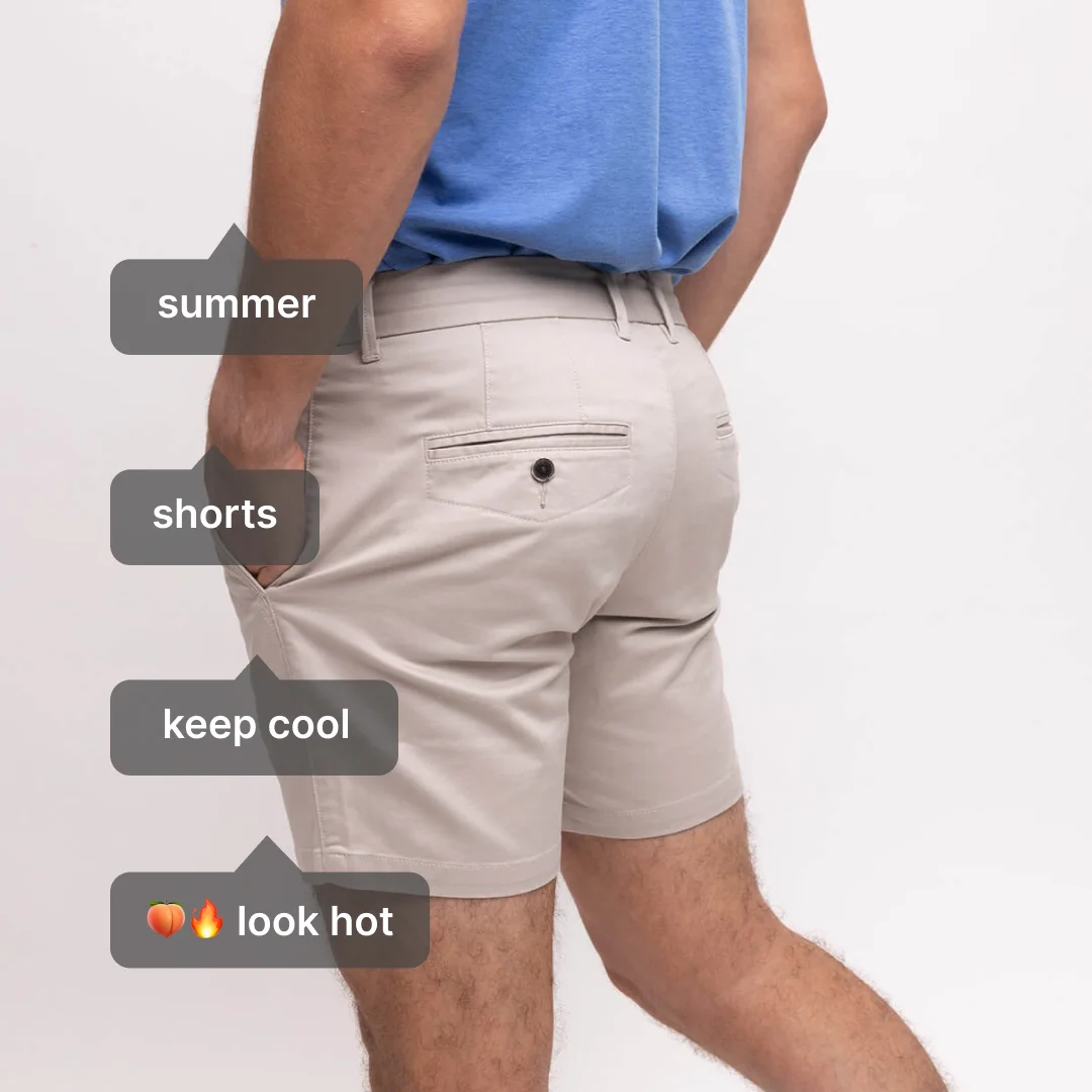 Men's Beige Shorts — Back View Product Shot