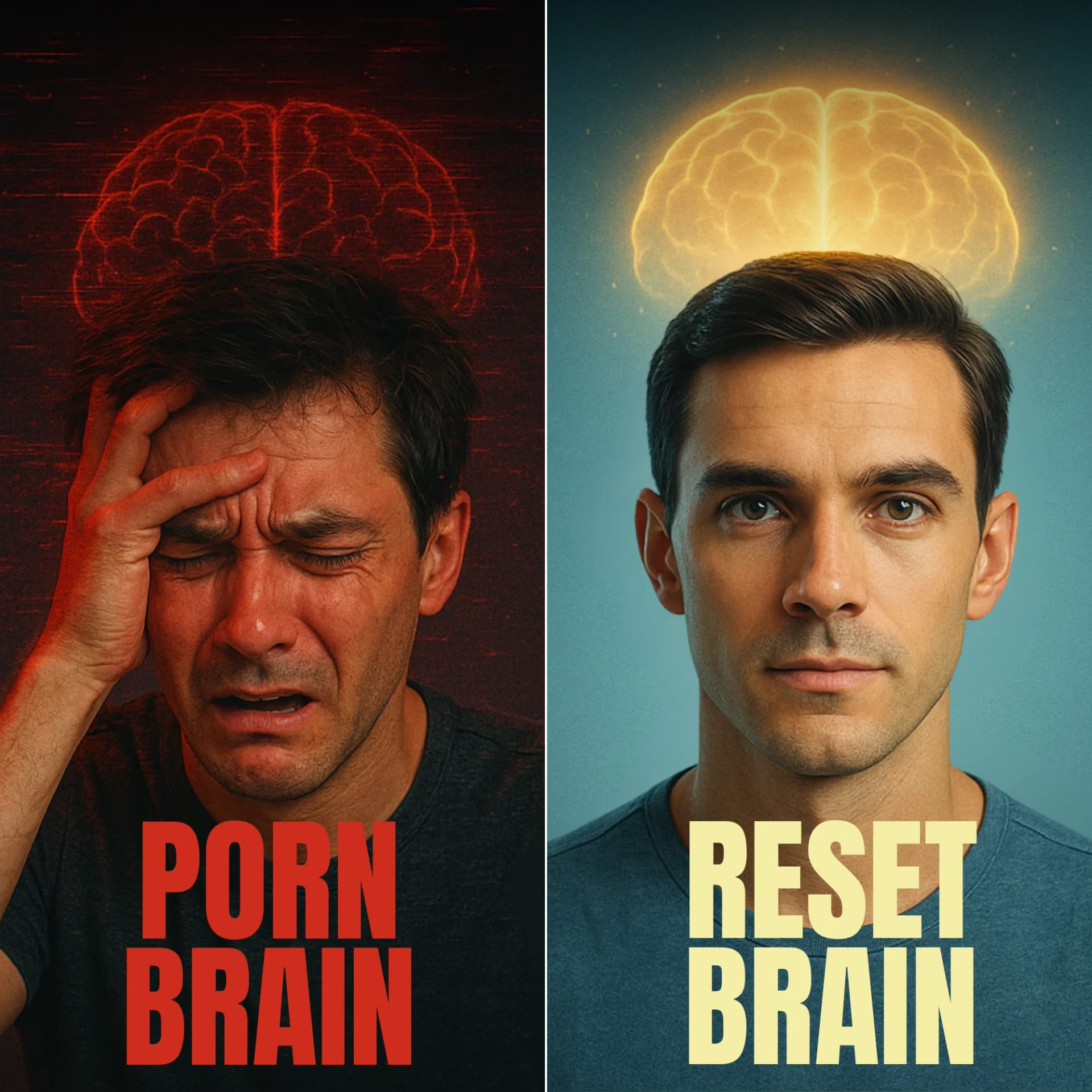Porn Brain vs. Reset Brain — Before/After Split