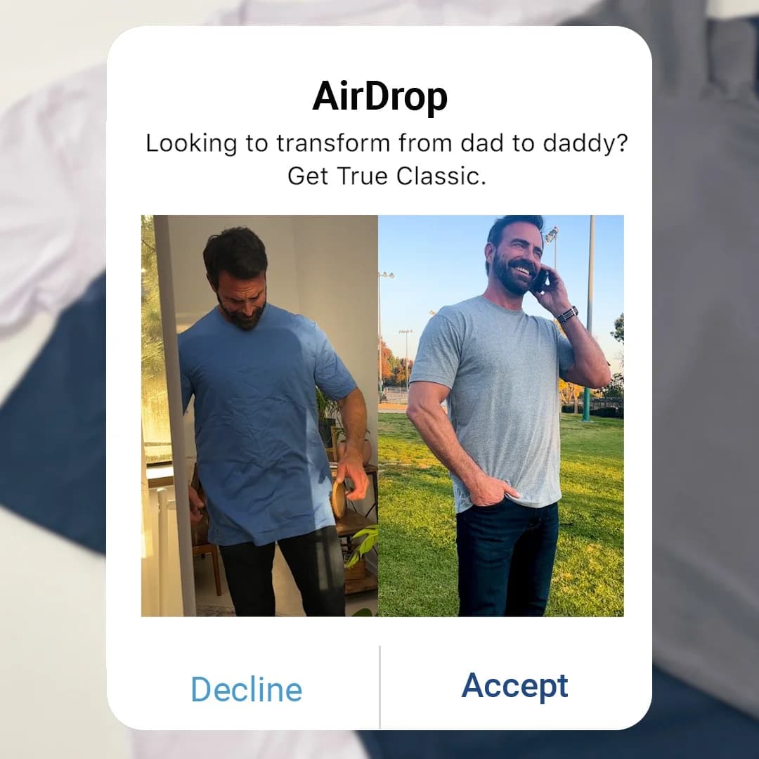 True Classic — AirDrop Before/After Mockup