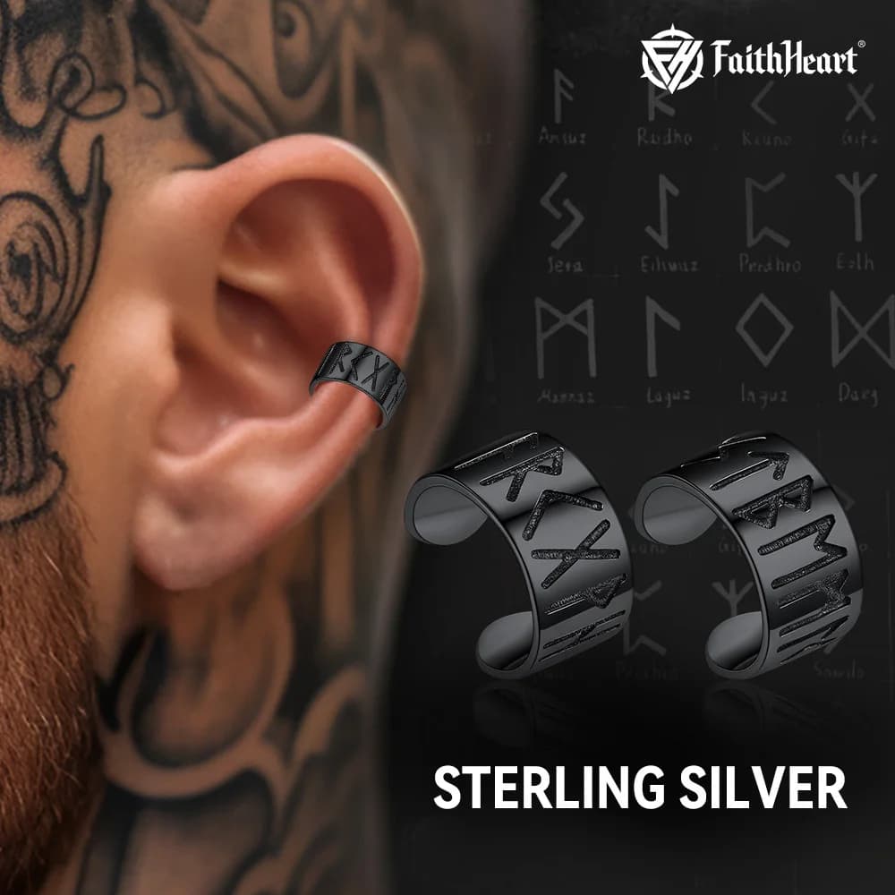 FaithHeart Runic Ear Cuff — Lifestyle & Product Shot