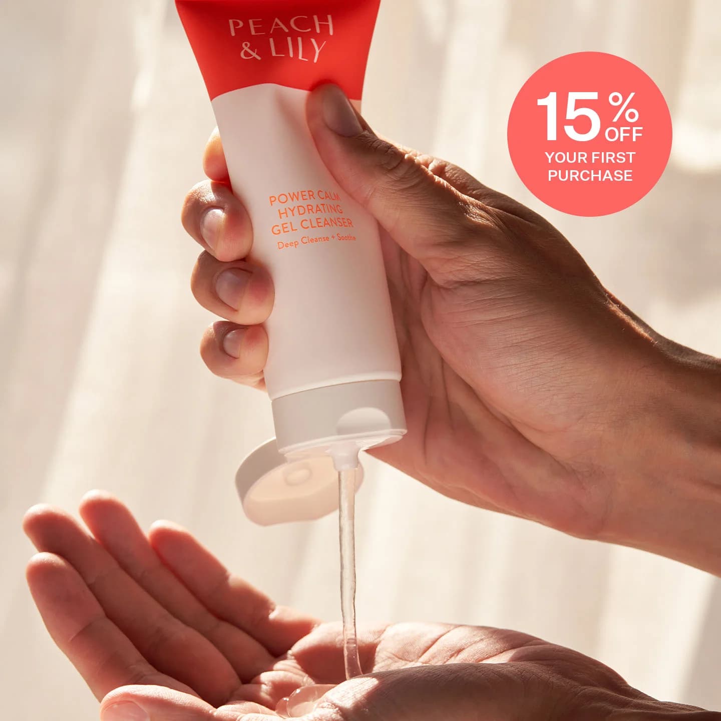 Peach & Lily Cleanser — In-Use Application Shot