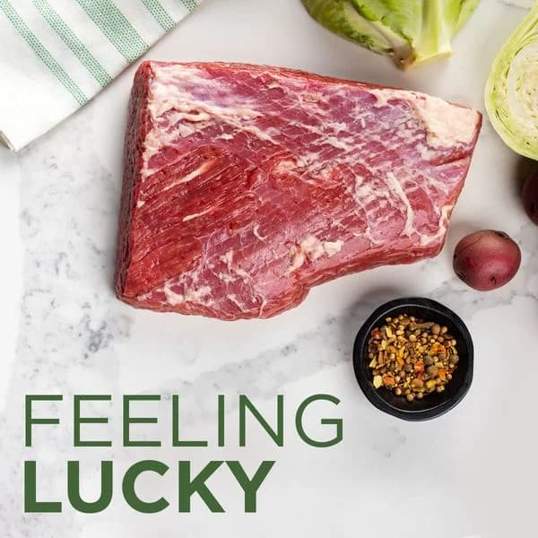 Raw Brisket & Veggies — St. Patrick's Flat Lay