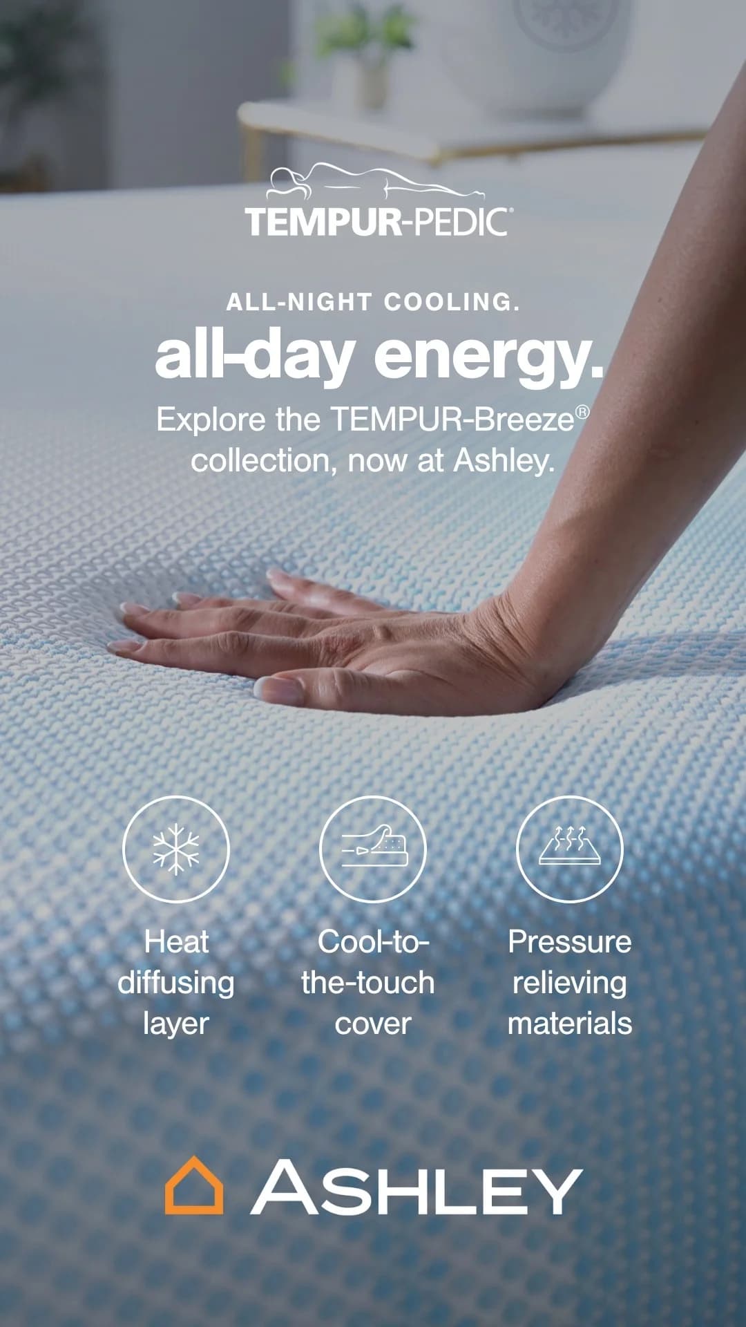 Tempur-Pedic Mattress — Hand-on-Product Shot