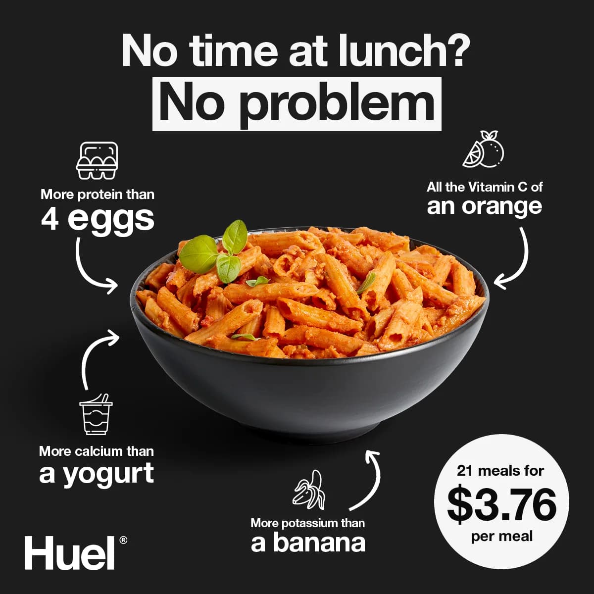 Huel Pasta — Feature Callout with Product Shot