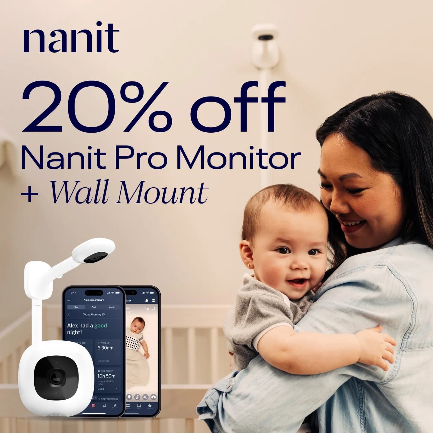 Nanit Pro Monitor — Lifestyle & Product Overlay