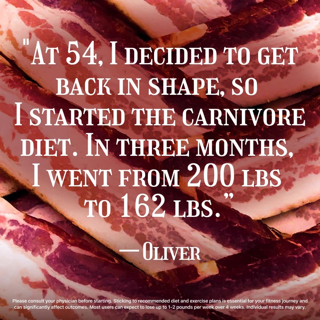 Carnivore Diet Testimonial — Bold Text Overlay