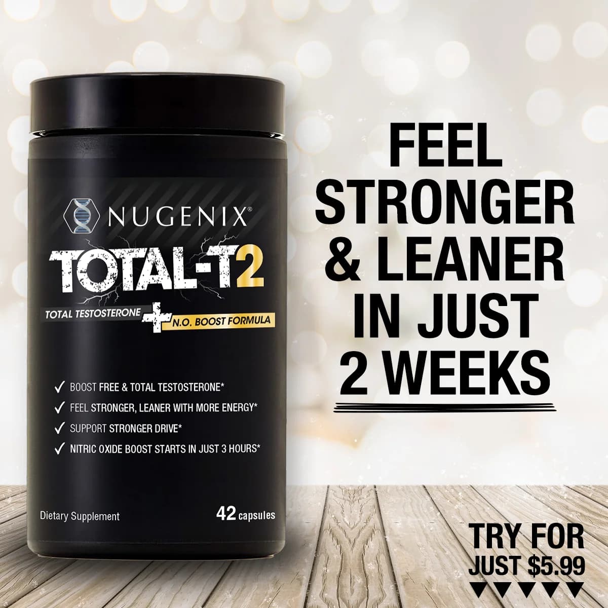 Nugenix Total-T2 — Bold Product Hero Shot