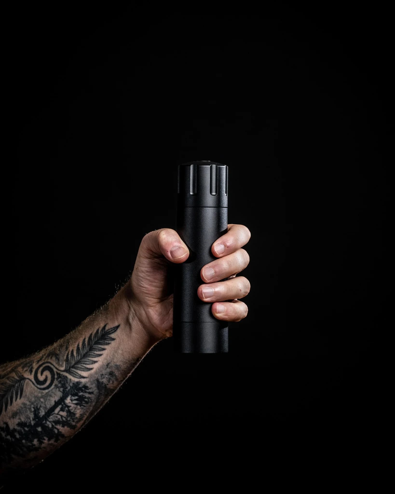 Tactical Black Cylinder — Handheld Hero Shot