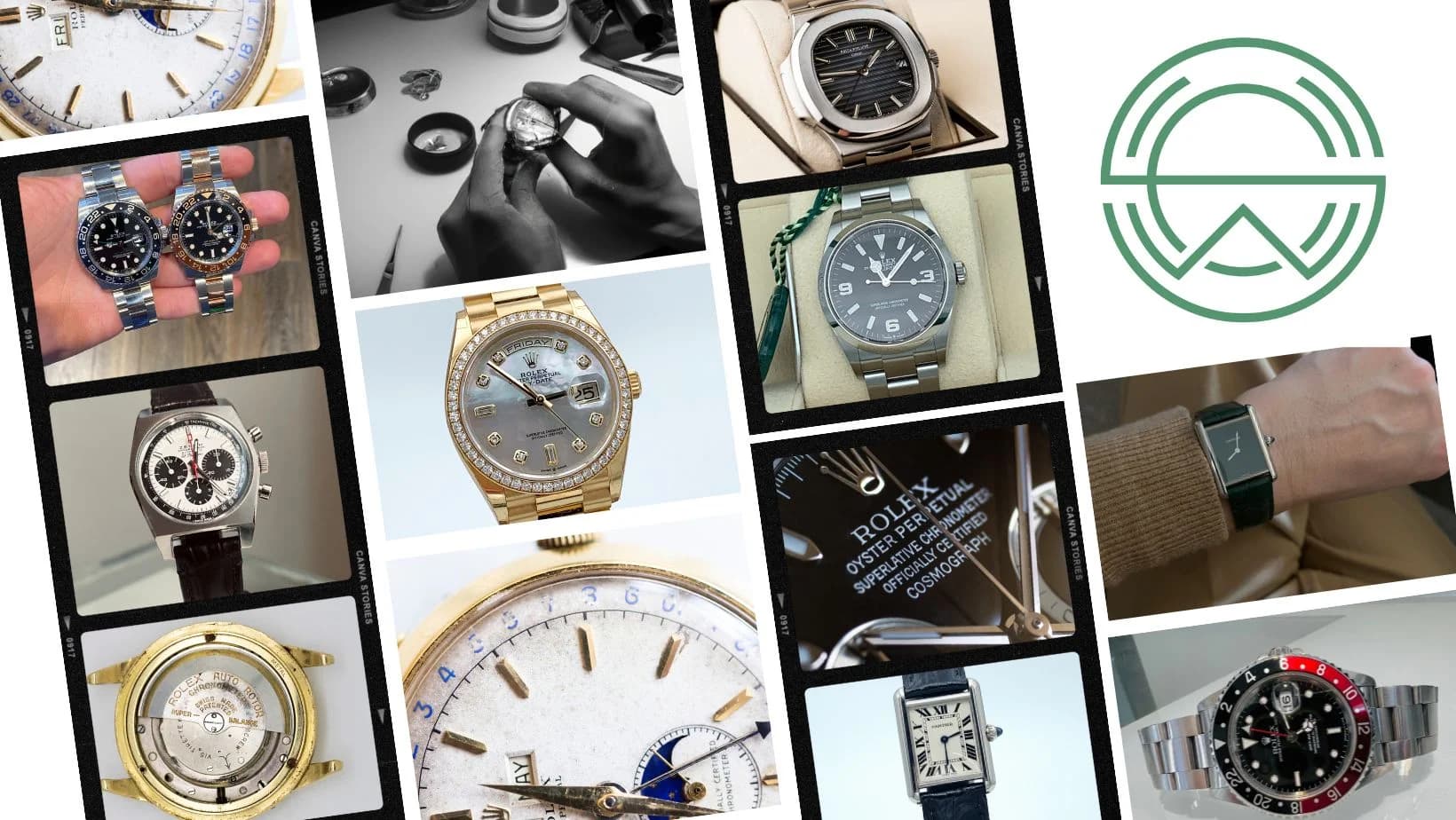 Luxury Watch Collection — Dynamic Film Strip Collage