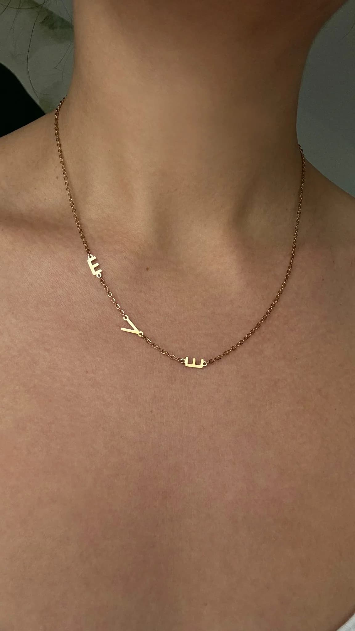 Personalized Gold Necklace — Close-Up Lifestyle Shot