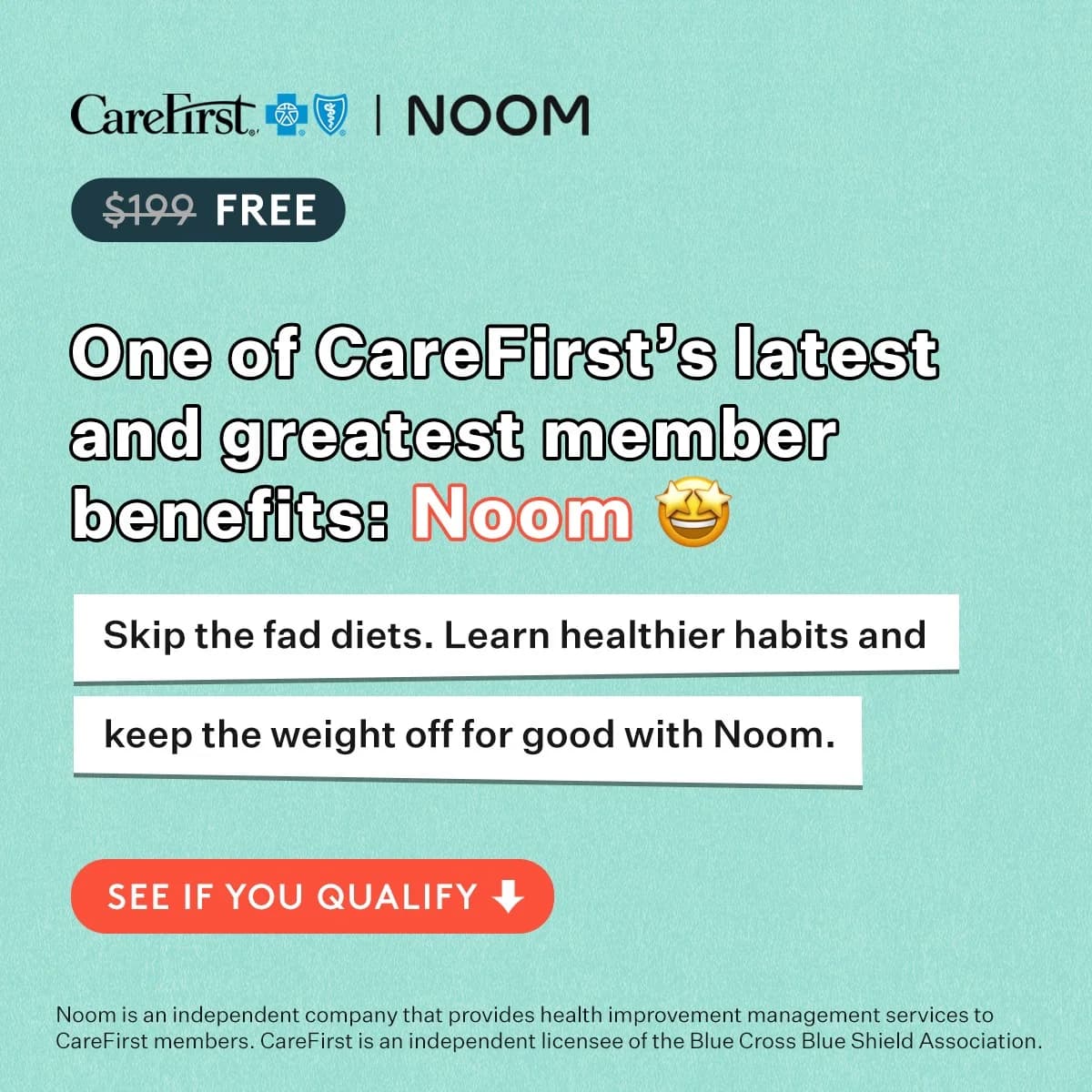 CareFirst Noom — Text-Heavy Benefit Ad