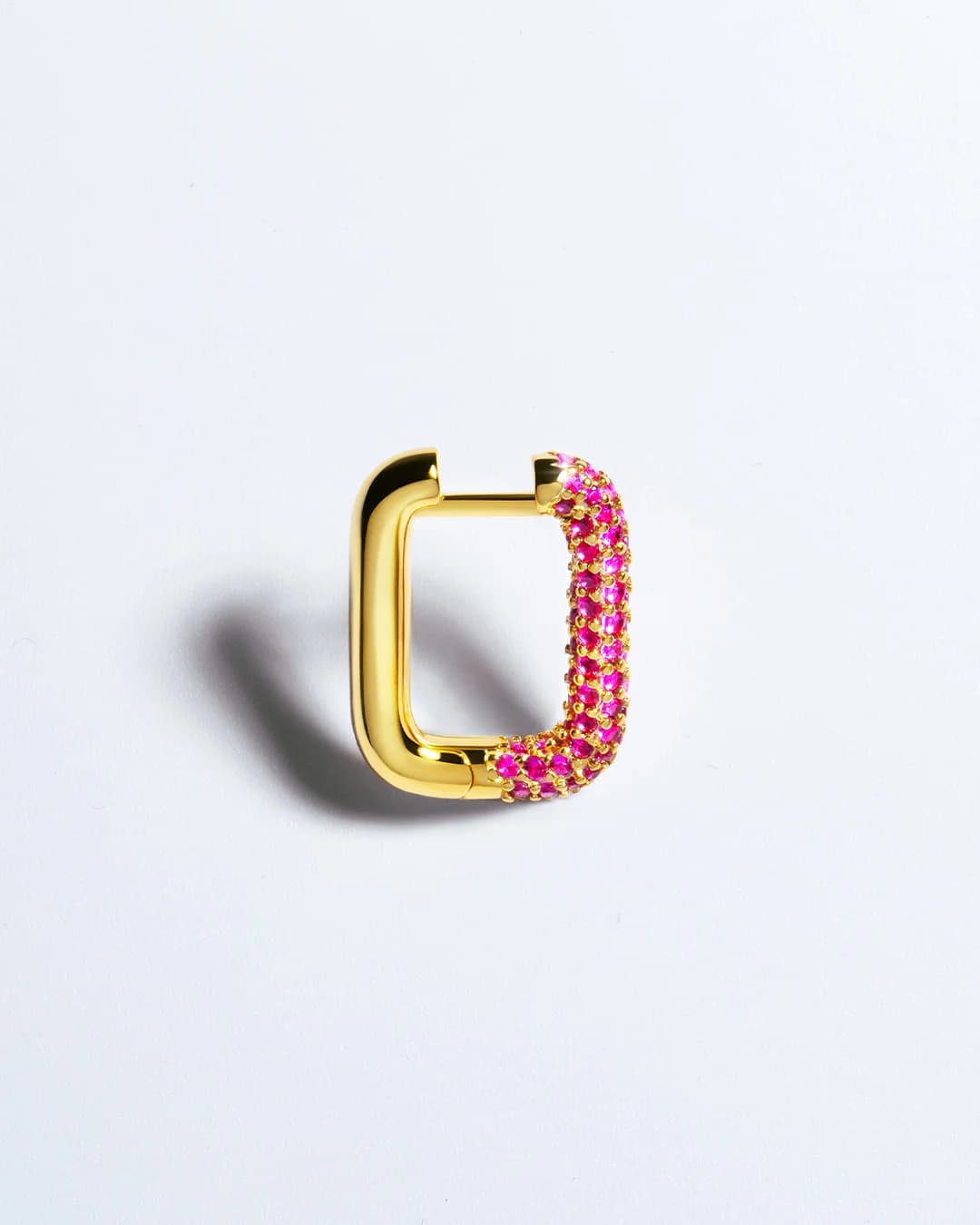 Gold and Pink Pave Earring — Minimalist Hero Shot
