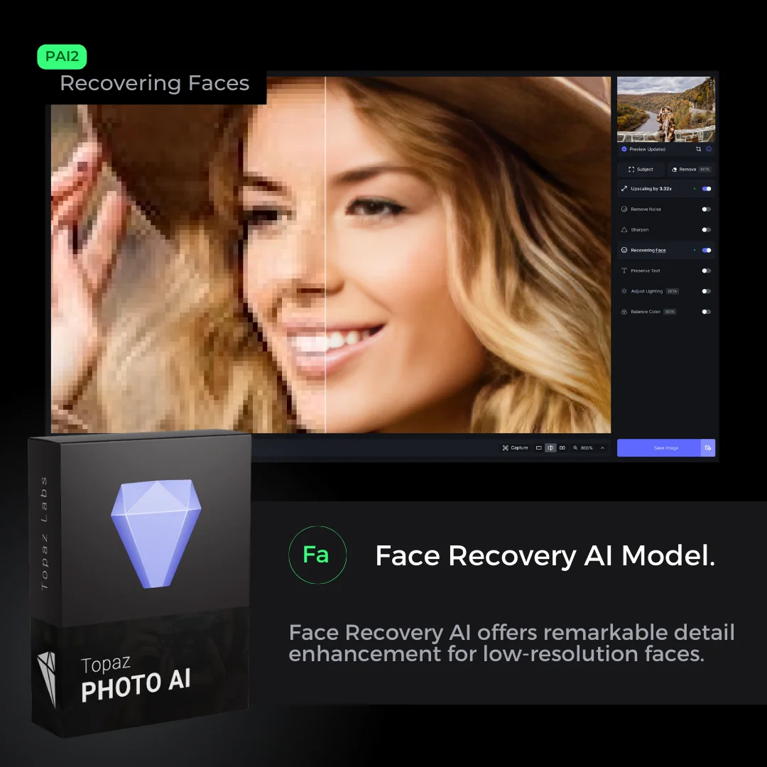 Topaz Photo AI — Face Recovery Before/After
