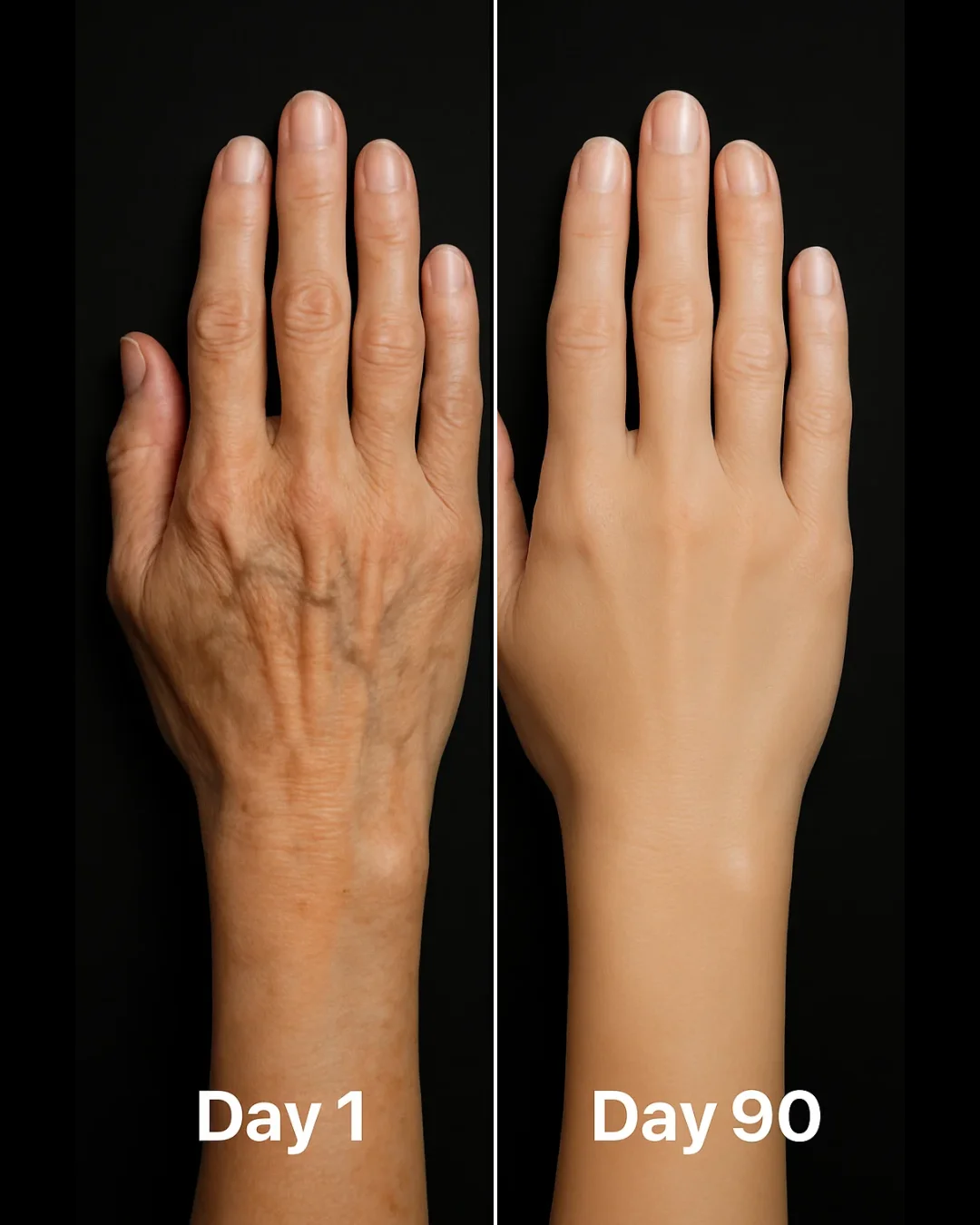 Anti-Aging Hand Treatment — Before/After Split