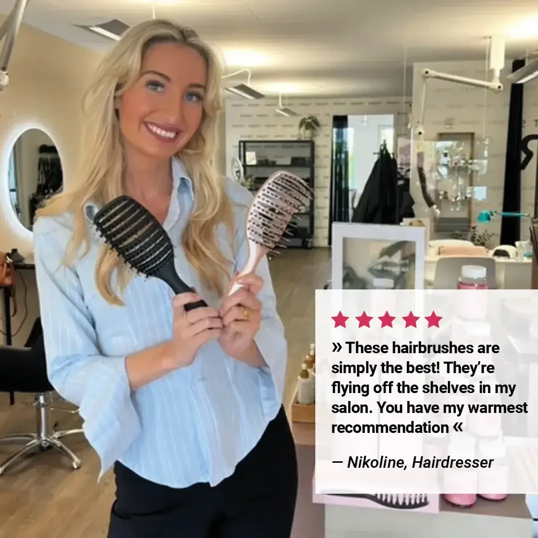 Hairbrush Testimonial — Lifestyle with Overlay