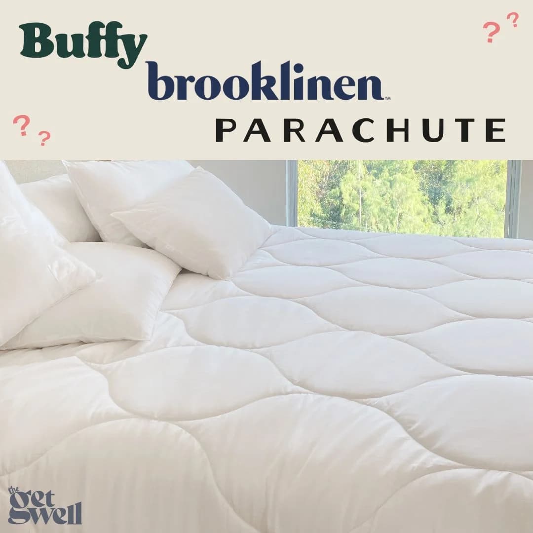 Buffy, Brooklinen, Parachute — Bedding Comparison Layout