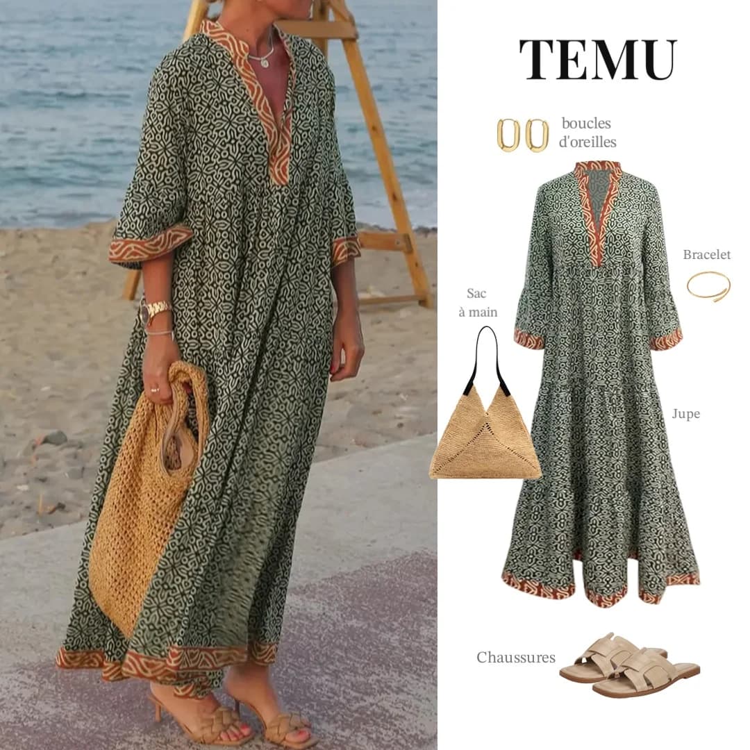TEMU Bohemian Dress — Lifestyle & Product Showcase