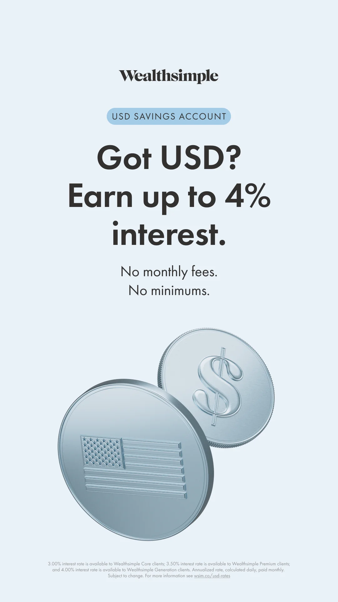 Wealthsimple USD Savings — Clean Text-Heavy Layout