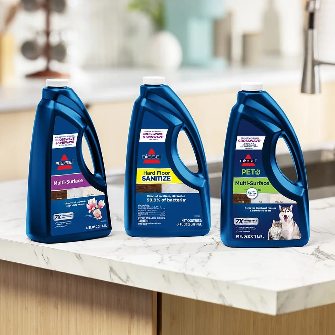 Bissell Floor Cleaners — Product Lineup on Counter