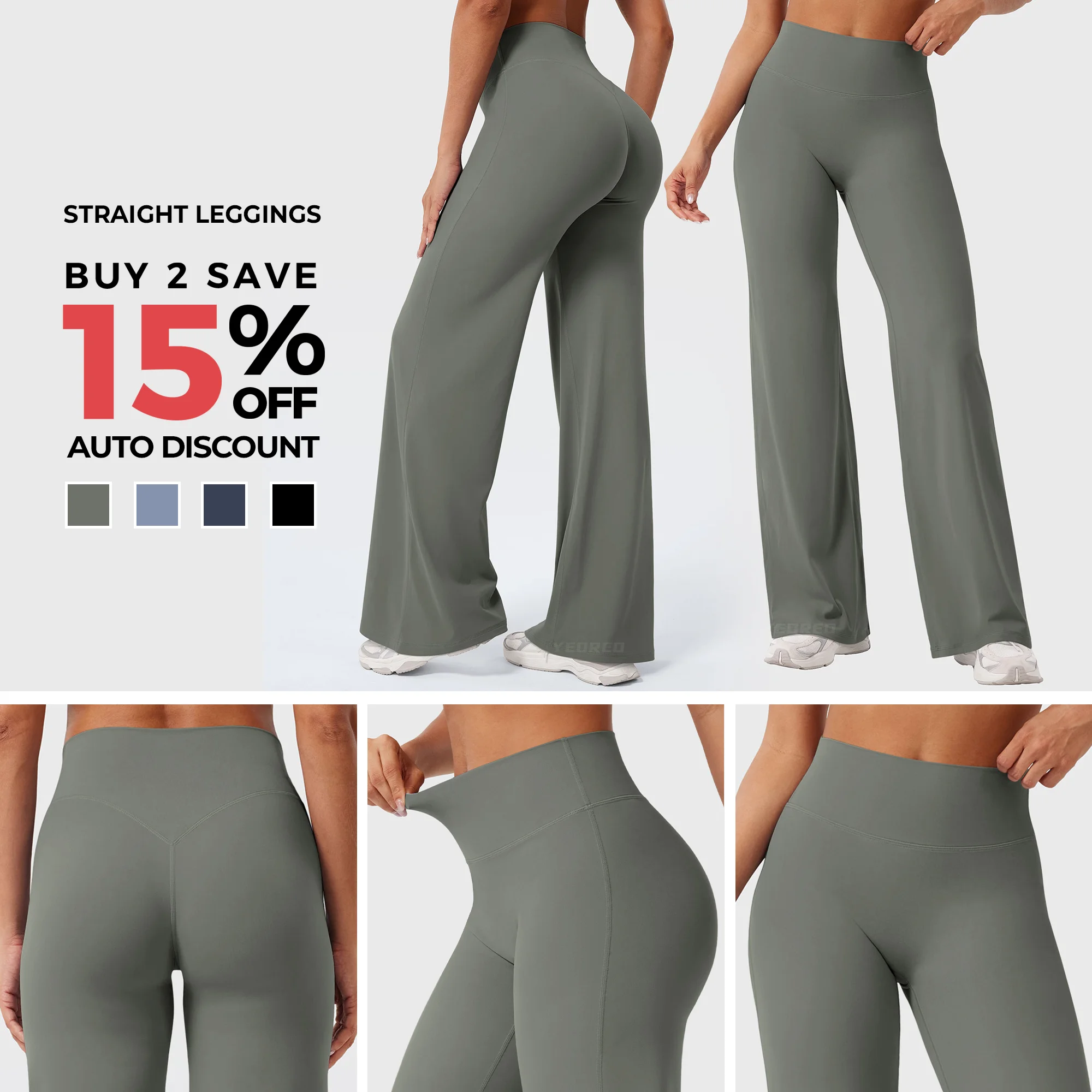 EYEBRED Straight Leggings — Product Showcase Collage