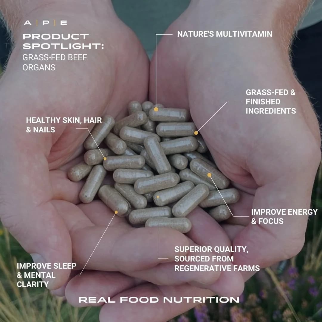 APE Grass-Fed Organs — Hands-on Callout Shot