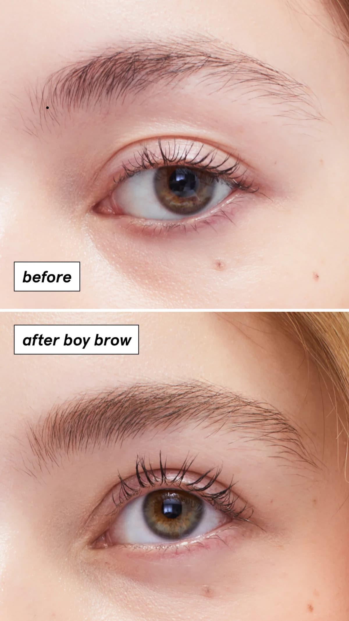 Glossier Boy Brow — Before/After Eye Close-up