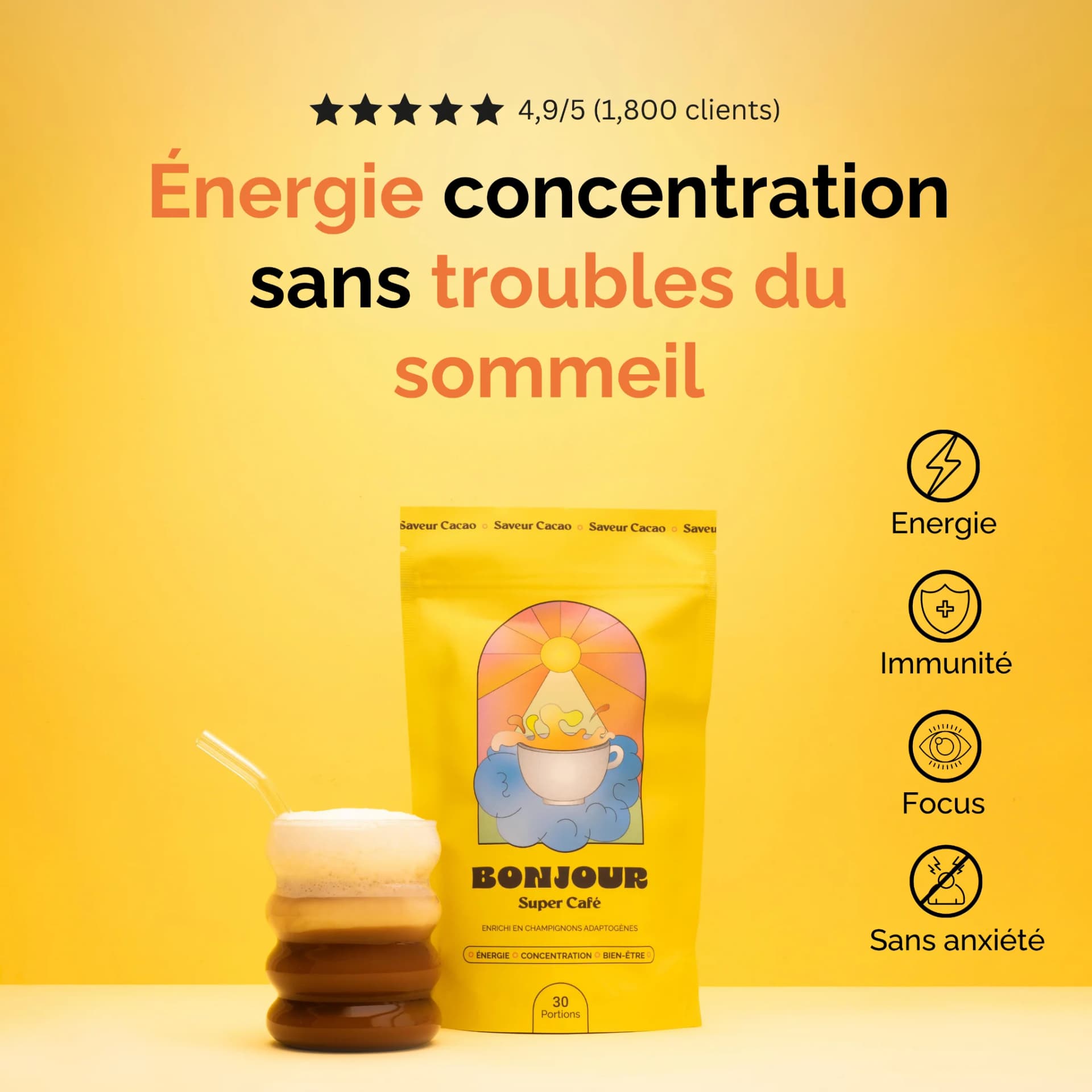 Bonjour Super Café — Vibrant Product Showcase