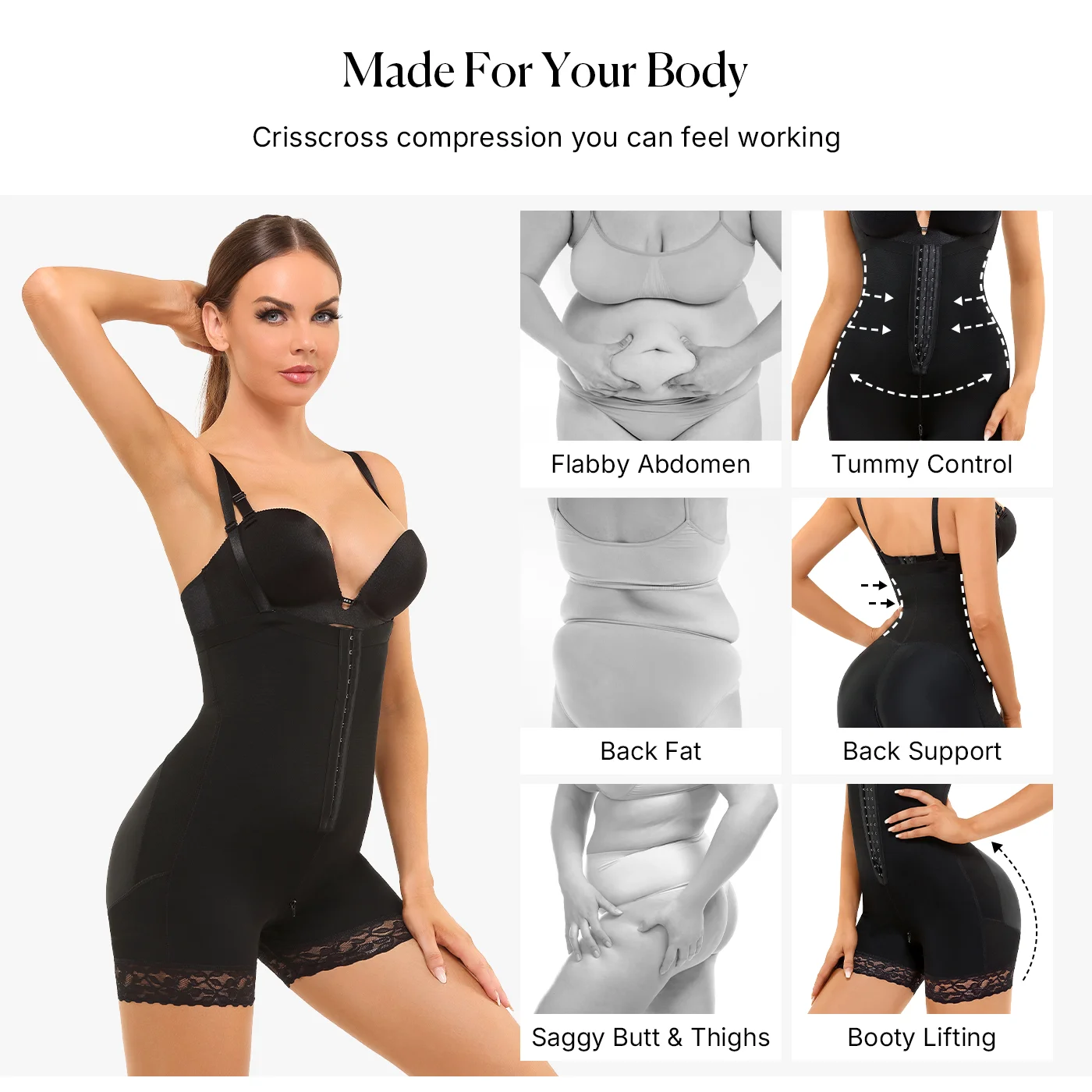 Shapewear Model & Before/After Grid
