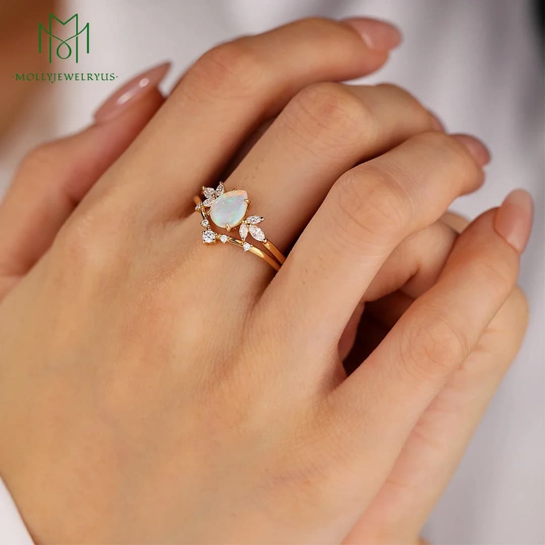 Mollyjewelryus Opal Ring — In-Use Close-up