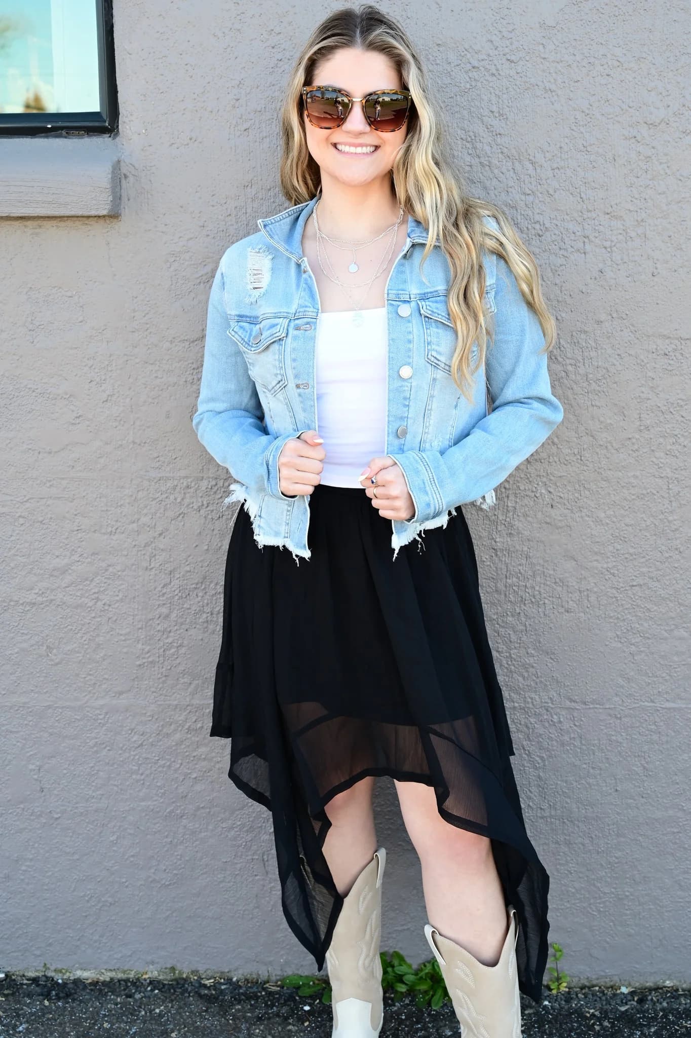 Casual Denim & Skirt — Lifestyle Full Shot