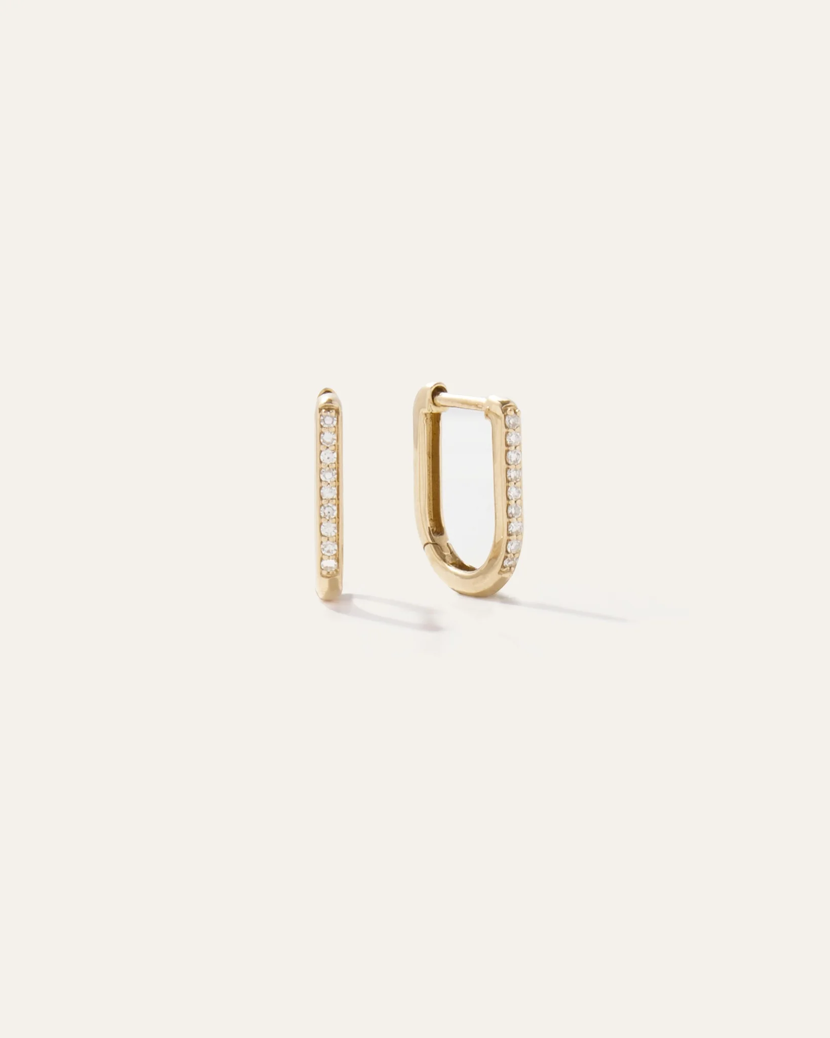 Diamond Gold Hoop Earrings — Minimalist Hero Shot
