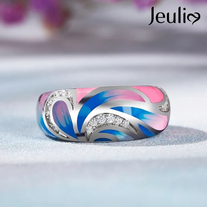 Jeuli Enamel Diamond Ring — Vibrant Hero Shot