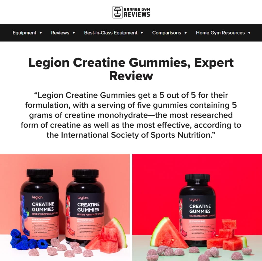 Legion Creatine Gummies — Expert Review Split Screen
