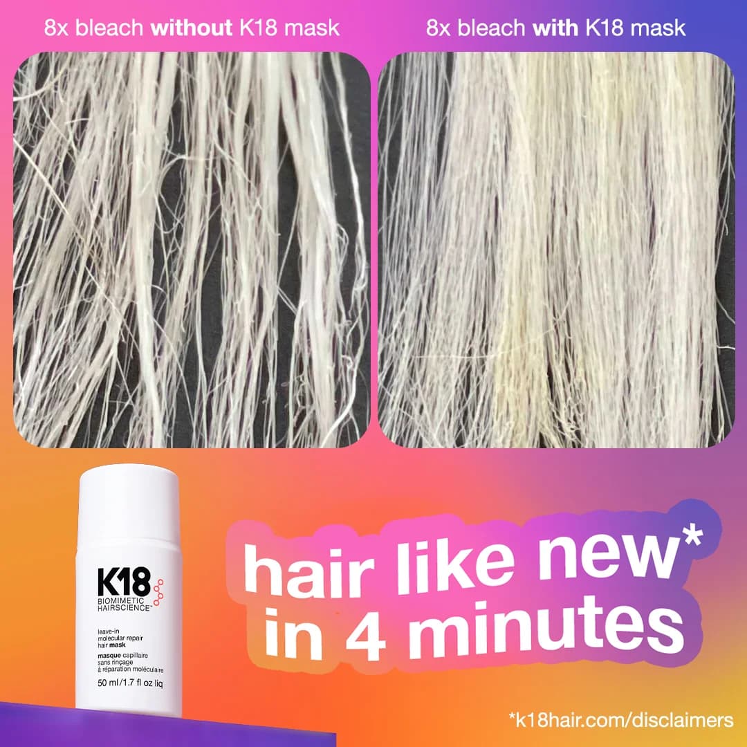K18 Hair Mask — Vivid Before/After Comparison