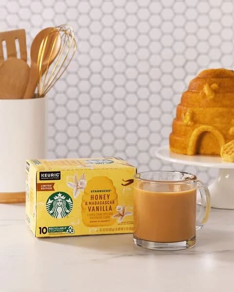 Starbucks Honey Vanilla K-Cups — Kitchen Lifestyle Flat Lay