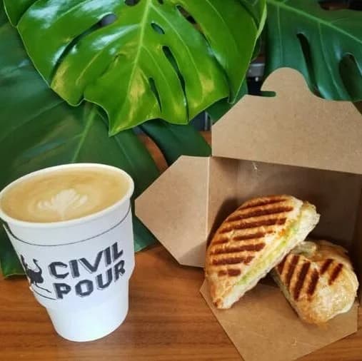 Civil Pour Coffee & Panini — Natural Flat Lay