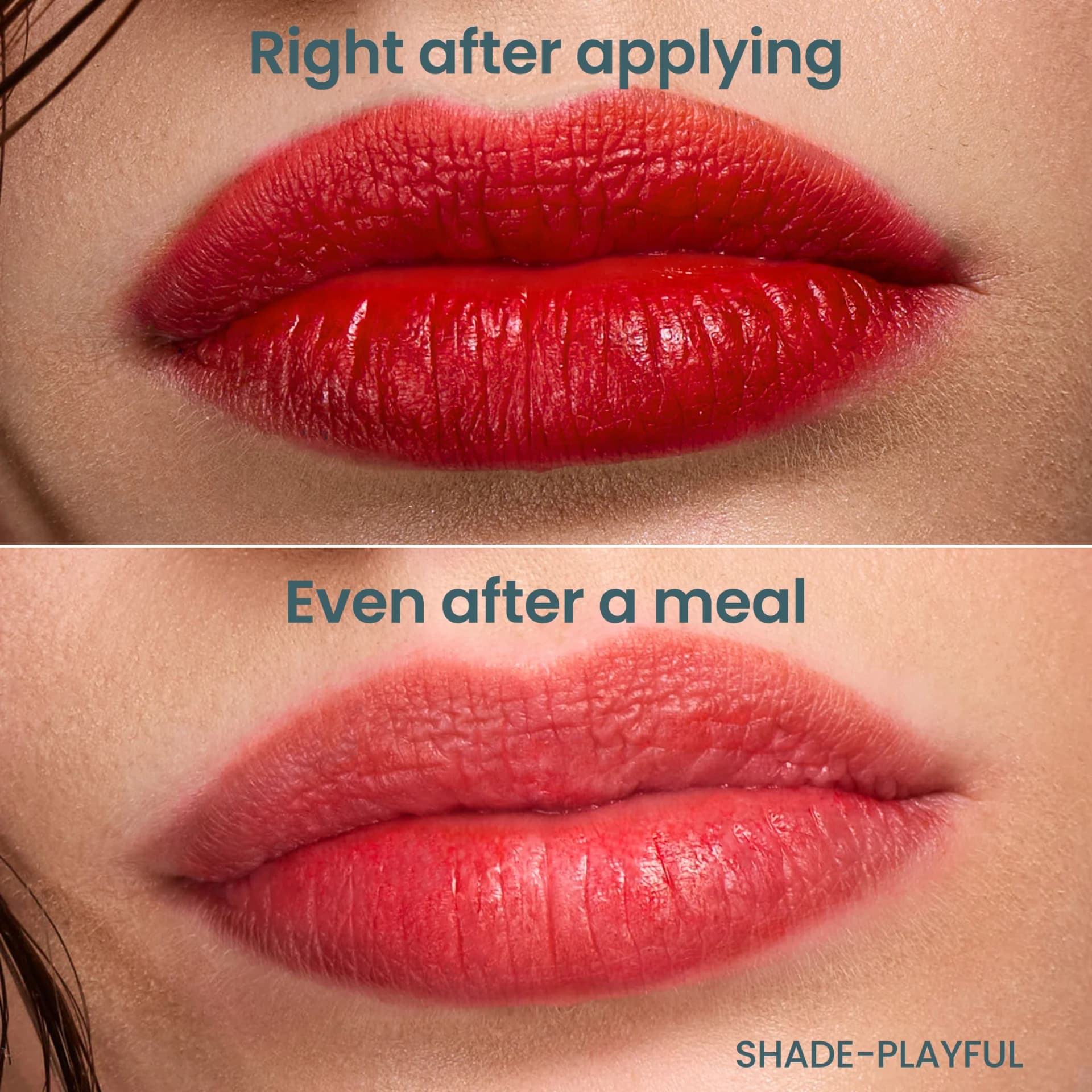 Long-Lasting Lipstick — Before/After Split Screen