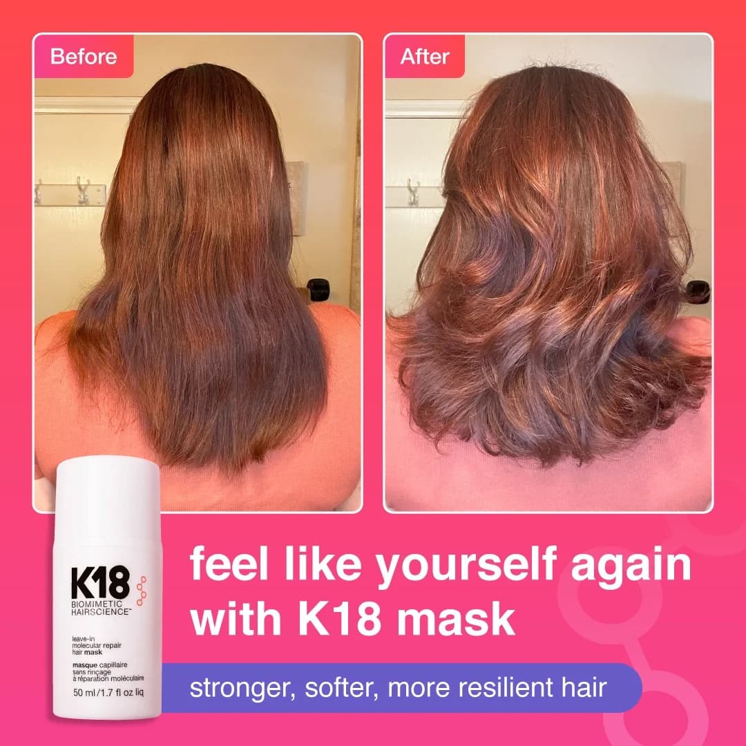 K18 Hair Mask — Before/After Split Screen
