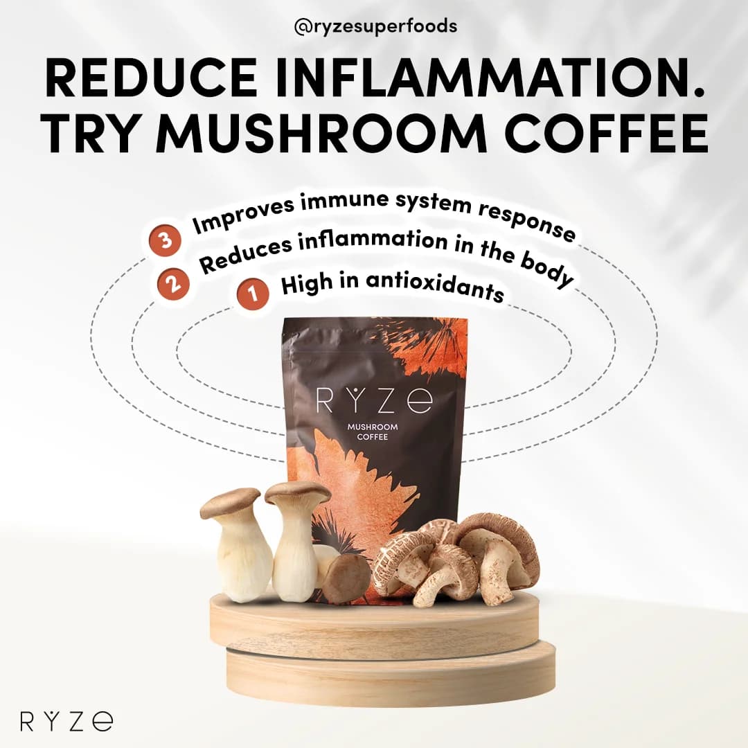 RYZE Mushroom Coffee — Benefit-Driven Hero Shot