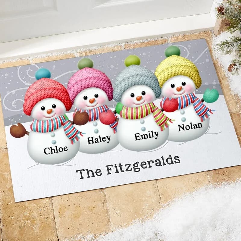 Personalized Snowman Family Doormat — Lifestyle Shot