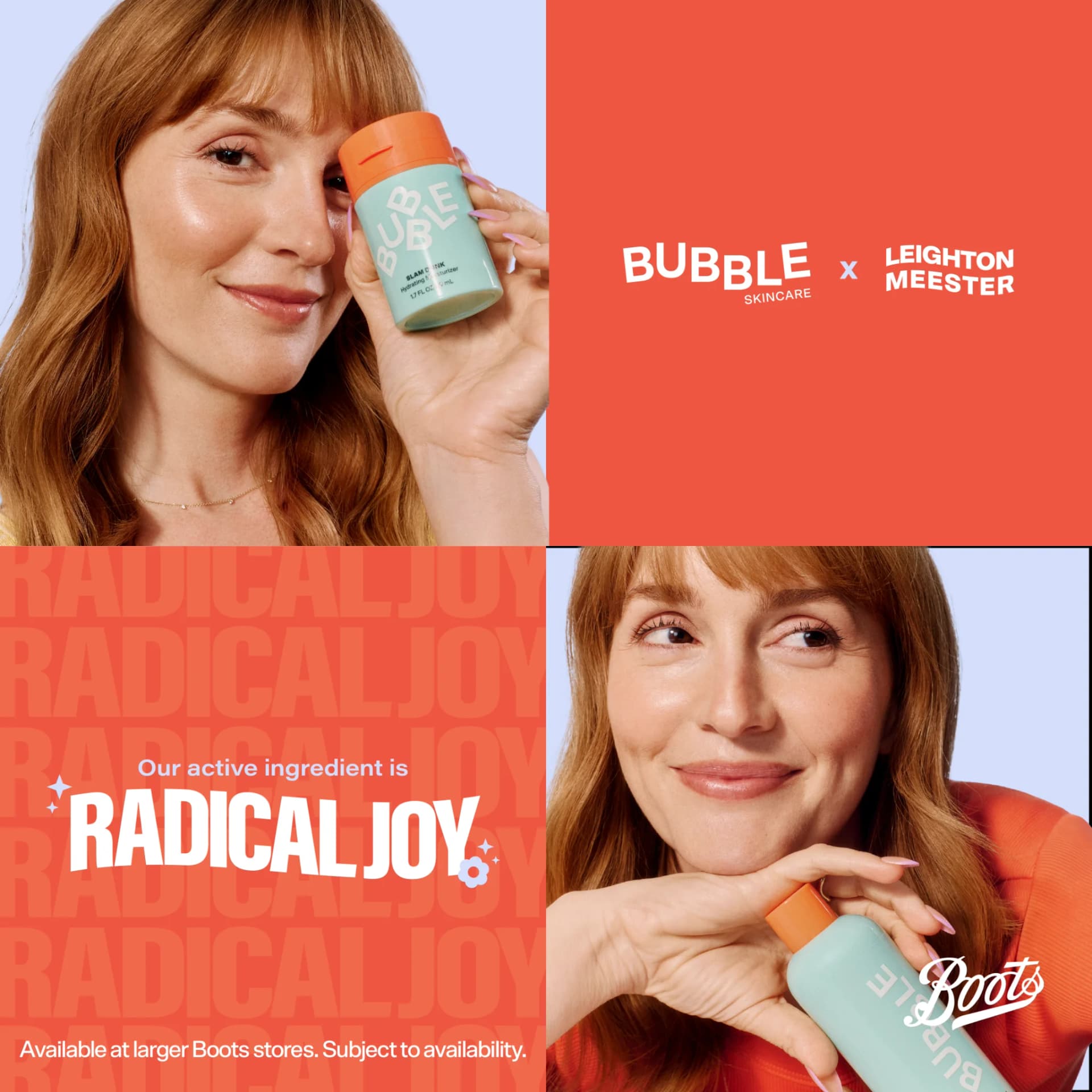 BUBBLE Skincare x Leighton Meester — Vibrant Grid Collage
