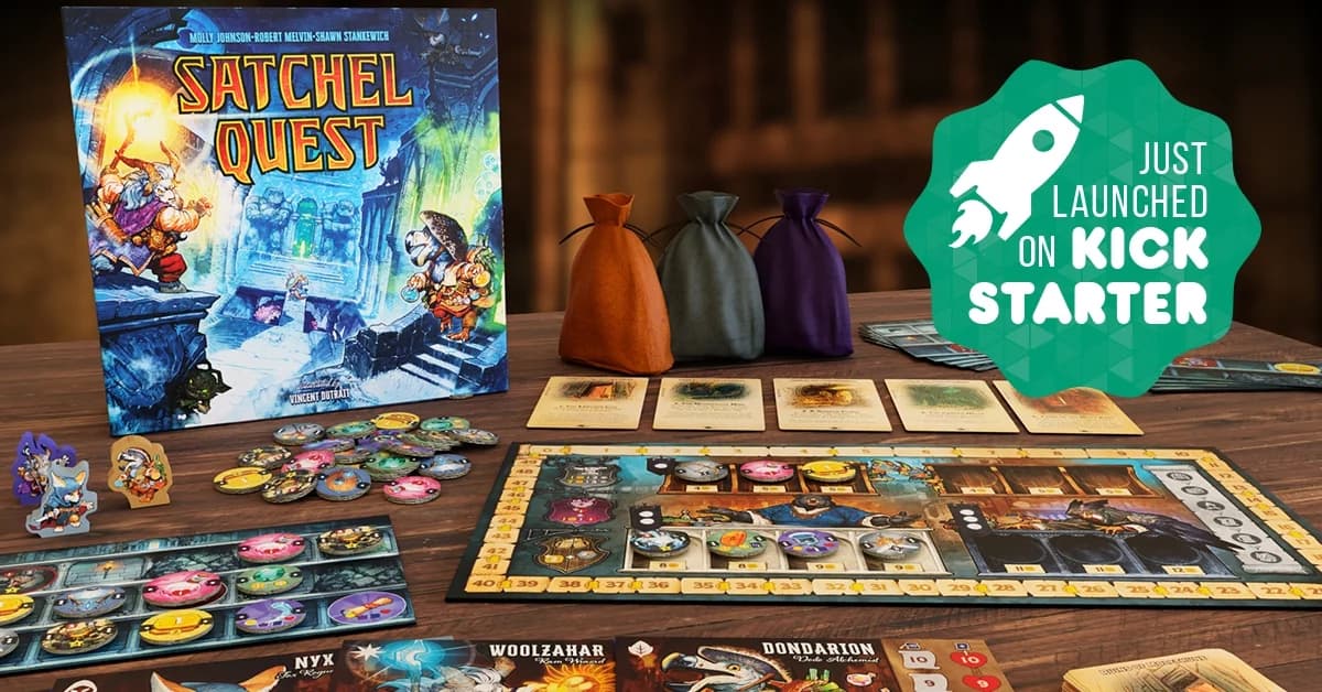 Satchel Quest — Immersive Board Game Flat Lay