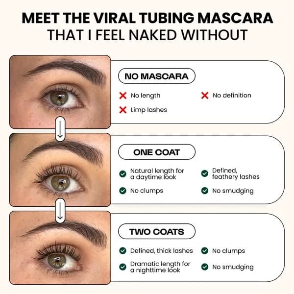 Alleyoop Tubing Mascara — Before/After Comparison Grid